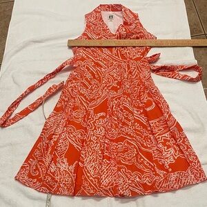 Anne Klein Orange Ruffled Tiered Sundress
